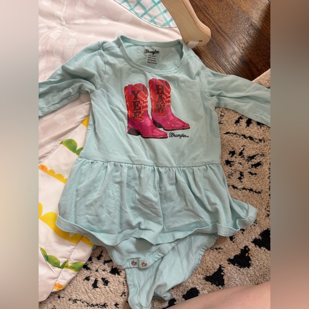 Girls Wrangler Shirt ‘ye haw’ cowgirl boots